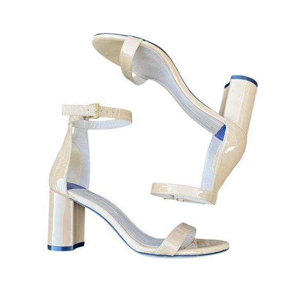 Stuart Weitzman Cream Patent Block Heels size 7 - Picture 1 of 9